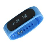 Forestfish Bluetooth Sync Smart Bracelet Sports Fitness Tracker Smart Wristband Water Resistant Tracker Bracelet Sleep Monitoring Anti-lost Smart Watch (Blue)