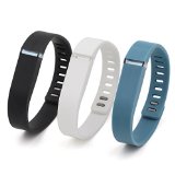 Henoda 3PCS Large Replacement Bands with Metal Clasps for Fitbit Flex Wireless Activity Sleep Wristband, Set of 3 with 12 Piece Colorful Silicon Fastener Ring