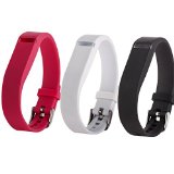 Moretek Band for Fitbit Flex Replacement Band with Chrome Watch Clasp, Fitbit Flex Color Bands, Fitbit Flex Accessory Band (Black/white/pink 3)