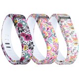 i-smile® 3PCS Replacement Bands with Metal Clasps for Fitbit Flex / Wireless Activity Bracelet Sport Wristband / Fitbit Flex Bracelet Sport Arm Band (No tracker, Replacement Bands Only) & 2PCS Silicon Fastener Ring For Free (Tatoo Flowers&Colorfull Flowers&Cute Owles, Small)