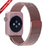 Apple Watch Band, BRG® 38mm Milanese Loop Stainless Steel Bracelet Strap Replacement Wrist Band for Apple Watch with Magnet Lock (Original Rose Gold- 38mm)
