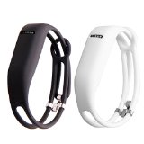 Vetoo Replacement Bands For Fitbit Flex,Hollowed Bracelet Wristband Accessory,Fashion Band With Adjustable Metal Clasps,Anti-shedding,Comfortable,Pack of 2, Pure Color Black & White