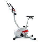 Sunny Health & Fitness Magnetic Upright Bike with Tablet Holder, Grey