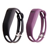 Vetoo Replacement Bands For Fitbit Flex,Hollowed Bracelet Wristband Accessory,Fashion Band With Adjustable Metal Clasps,Anti-shedding,Comfortable,Pack of 2, Pure Color Black & Purple