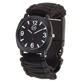 Survival Watch – Paracord Survival Gear / Adjustable Paracord Watch with Fire Starter, Whistle, Compass – Water Proof – Best Survival Gear – 4 Colors (Black)