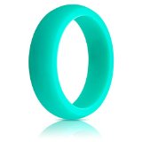 Womens Silicone Wedding Ring (Wedding Band) – Premium Edition – 5.5mm Wide, 2.5mm Thick – Super Strong Silicone (Teal, 5)