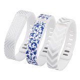 Henoda 3PCS Small Replacement Bands with Metal Clasps for Fitbit Flex Wireless Activity Sleep Wristband, Set of 3 with 12 Piece Colorful Silicon Fastener Ring