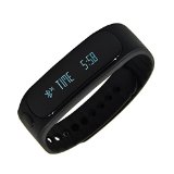 Forestfish Bluetooth Sync Smart Bracelet Sports Fitness Tracker Smart Wristband Water Resistant Tracker Bracelet Sleep Monitoring Anti-lost Smart Watch (Black)