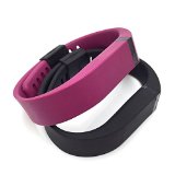 I-SMILE® 2pcs Replacement Bands with Metal Clasps for Fitbit Flex (Black&Plum, Small)