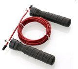 NoLimitsTM – Quality Adjustable Jump Rope, Best for CrossFit Training – MMA – Boxing – WOD – Exercise and Fitness 100% Lifetime Guarantee (Black/Red)