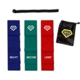 Exercise Bands – High Quality – Heavy Duty Resistance 3 Band Set with Door Anchor – Workout for Men & Women- Best Fitness Bands for Stretching, Pilates, Yoga, Crossfit and Physical Therapy – Lifetime Guarantee