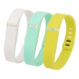 Henoda 3PCS Large Replacement Bands with Metal Clasps for Fitbit Flex Wireless Activity Sleep Wristband, Set of 3 with 12 Piece Colorful Silicon Fastener Ring