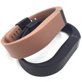 i-smile® 2pcs Replacement Bands with Metal Clasps for Fitbit Flex / Wireless Activity Bracelet Sport Wristband / Fitbit Flex Bracelet Sport Arm Band (No tracker, Replacement Bands Only) & 2pcs Black Silicon Fastener Ring For Free – Provided by i-smile® (Black&Coffee, Large)
