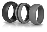 3 Silicone Wedding Ring Silicone Wedding Band for Men Crossfit Climbing and Outdoors (Grey Stripe, 9 (19.1mm inner diam))