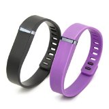 Henoda Multi Colors Replacement Wristband for Fitbit Flex Bracelet Bands Activity Tracker with Clasps (Black + Purple, Small)