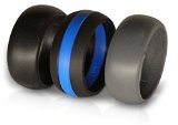 3 Silicone Wedding Ring Silicone Wedding Band for Men Crossfit Climbing and Outdoors (Blue Stripe, 11)