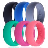 Silicone Wedding Ring, Smartdoo Wedding Band 6 Ring Pack for Men Women Flexible Comfort Sport Love Ring