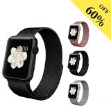 Apple Watch Band, BRG Fully Magnetic Closure Clasp Mesh Loop Milanese Stainless Steel iWatch Band Replacement Bracelet Strap for Apple Watch Sport & Edition 38mm – Black