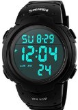 CakCity Military Men’s Sport Simple Design Digital LED Screen Large Numbers Black Waterproof Casual Watch