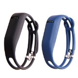 Vetoo Replacement Bands for Fitbit Flex,Hollowed Silicone Bracelet Wristband Accessory,Pack of 2,black+Royal blue