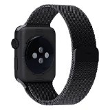 Apple Watch Band, Penom 38mm Fully Magnetic Closure Clasp Mesh Milanese Bracelet Metal Loop Wrist Strap for Apple Watch Iwatch Sport&edition Black