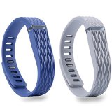 i-smile® 2pcs Replacement Bands with Metal Clasps for Fitbit Flex (3D Edition: Navy&Grey, Large)