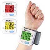 WrisTech Blood Pressure Monitor with Adjustable Wrist Cuff with Convenient Color Changing LCD Monitor