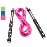 LIMITED TIME OFFER- Crossfit Jump Rope by DynaPro Direct (Pink) 10′ Adjustable PVC Speed Cable with Carry Case for Boxing Cardio HIIT Workouts and Home Gym Fitness Exercise