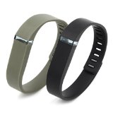 Henoda Multi Colors Replacement Wristband for Fitbit Flex Bracelet Bands Activity Tracker with Clasps (Black + Army Green, Large)