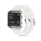 Fitbit Blaze Accessories Classic Band Large, UMTele Soft Silicone Replacement Sport Strap Band with Quick Release Pins for Fitbit Blaze Smart Fitness Watch White, Frame Not Included (6.7″-8.1″)