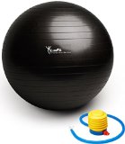 Exercise Ball, LuxFit Premium EXTRA THICK Yoga Ball ‘2 Year Warranty’ – Swiss Ball Includes Foot Pump. Anti-Burst – Slip Resistant! 55cm, 65cm, 75cm, 85cm Size Fitness Balls Available. (Black, 45cm)