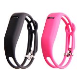 Vetoo Replacement Bands for Fitbit Flex,Hollowed Silicone Bracelet Wristband Accessory,Pack of 2,black+pink