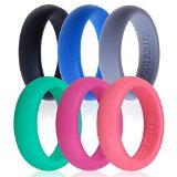 Silicone Wedding Ring, Smartdoo Wedding Band 6 Ring Pack for Men Women Flexible Comfort Sport Love Ring