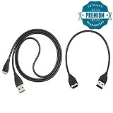 Hotodeal Replacement USB Charger Cable for Fitbit Charge HR Wireless Activity Bracelet, Quality Charging Cord, Black, Pack of 2 (1 Year Warranty Guaranteed)