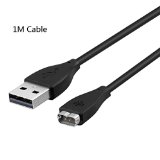 Getwow Extended Long Replacement USB Charger Cable 3.3ft for Fitbit Charge HR Wireless Activity Wristband (Black)