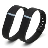 Henoda 2PCS Black Small Replacement Wristband for Fitbit Flex Bracelet Bands Activity Tracker with Clasps
