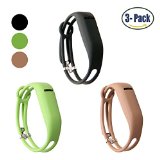 Hotodeal Replacement Bands for Fitbit Flex, Fashion Adjustable Silicone Wristband, Hollowed Design with Secure Metal Clasp, Prevent Tracker Falling Off, Comfortable, Pack of 3 (Black+Green+Brown)