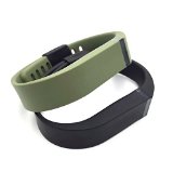 i-smile® 2pcs Replacement Bands with Metal Clasps for Fitbit Flex / Wireless Activity Bracelet Sport Wristband / Fitbit Flex Bracelet Sport Arm Band (No tracker, Replacement Bands Only) & Silicon Fastener Ring For Free – Provided by i-smile® (Black & Army Green, Large)