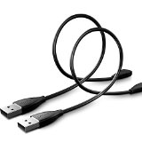 Cablor 2Pcs Replacement USB Charger Charging Cable for Fitbit Charge HR Band Wireless, Quality Power Charging Cord (1ft, Black)