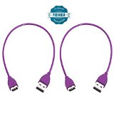 Hotodeal Replacement USB Charger Cable 27cm for Fitbit Charge HR Wireless Activity Bracelet, Quality Charging Cord, Purple, Pack of 2 (1 Year Warranty Guaranteed)