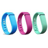 i-smile® 3PCS Replacement Bands with Metal Clasps for Fitbit Flex / Wireless Activity Bracelet Sport Wristband / Fitbit Flex Bracelet Sport Arm Band (No tracker, Replacement Bands Only) & Silicon Fastener Ring For Free (Lake blue&Pink&Teal, Small)