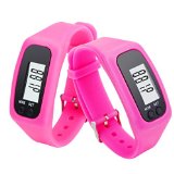 DZT1968® Digital LCD Pedometer Run Walking Distance Watchband Bracelet Fitness Trackers (Hot Pink)