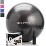 Exercise Ball with Pump, GYM QUALITY (Black, 65 centimeters) Ball by DynaPro Direct. More colors and sizes available aka Yoga Ball, Swiss Ball