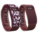 Band Cover cases for Fitbit Charge/Fitbit Charge HR-Slim Designer Sleeve (wine red flower&wine red)