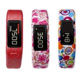Moretek Replacement Strap Band for Garmin Vivofit Wristband (Pink Wave Roll/pinkbutterfly/circle 3S)