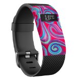 Moretek Slim Designer Sleeve Protector for Fitbit Charge/Fitbit Charge HR latex Band Cover (Pink Circle)