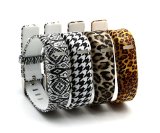 HoneyLife Fitbit Flex Cute Silicone Replacement Wristband Bracelets/ Wireless Activity and Sleep Tracker Accessory Pack with Buckle (Geo Print + Swallow Gird + Gold Leopard + Black Leopard)