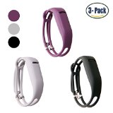 Hotodeal Replacement Bands for Fitbit Flex, Fashion Adjustable Silicone Wristband, Hollowed Design with Secure Metal Clasp, Prevent Tracker Falling Off, Comfortable, Pack of 3 (Black+Purple+Grey)