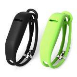 Fitbit Flex Wristbands, Henoda 2PCS Replacement Bands for Fitbit Flex Bracelet Activity Tracker with Clasps (New Style:Black + Green, Large)