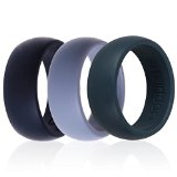 Silicone Wedding Ring, Smartdoo Wedding Band★ 3 Ring Pack ★for Men Women ★Flexible Comfort Sport Love Ring, (Dark Grey, Grey, Black) (11man)